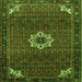 Round Machine Washable Medallion Green Traditional Area Rugs, wshtr1650grn