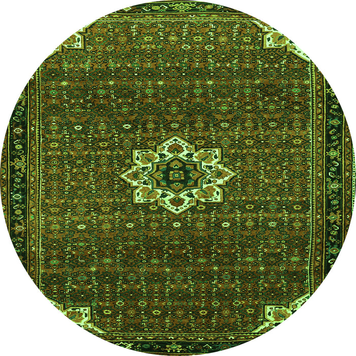 Square Medallion Green Traditional Rug, tr1650grn