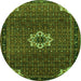 Square Medallion Green Traditional Rug, tr1650grn