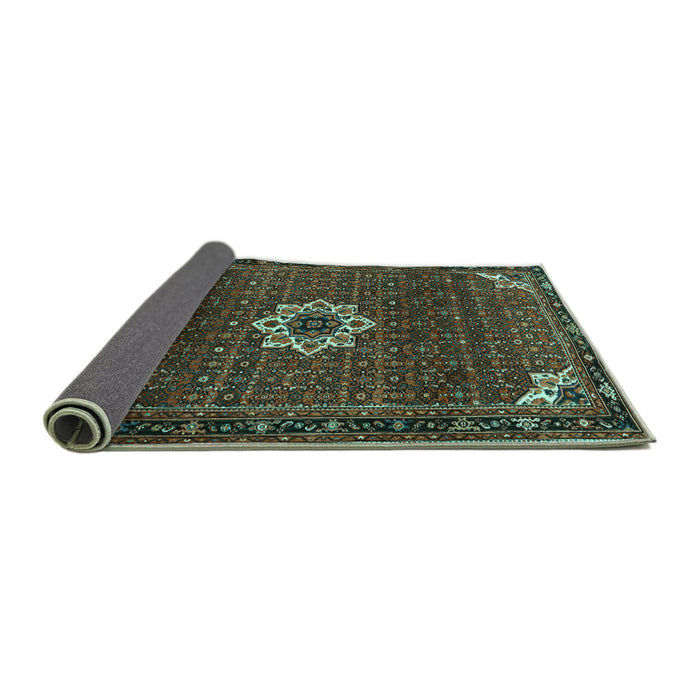 Sideview of Medallion Turquoise Traditional Rug, tr1650turq