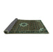 Sideview of Medallion Turquoise Traditional Rug, tr1650turq