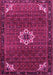 Machine Washable Medallion Pink Traditional Rug, wshtr1650pnk