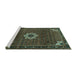 Sideview of Machine Washable Medallion Turquoise Traditional Area Rugs, wshtr1650turq