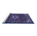 Sideview of Machine Washable Medallion Blue Traditional Rug, wshtr1650blu