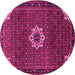 Round Medallion Pink Traditional Rug, tr1650pnk