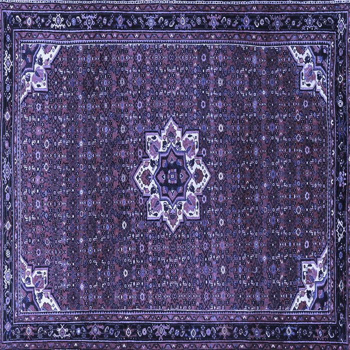 Square Machine Washable Medallion Blue Traditional Rug, wshtr1650blu