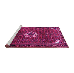 Sideview of Machine Washable Medallion Pink Traditional Rug, wshtr1650pnk