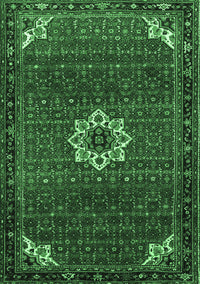 Medallion Emerald Green Traditional Rug, tr1650emgrn