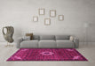 Machine Washable Medallion Pink Traditional Rug in a Living Room, wshtr1650pnk