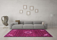 Machine Washable Medallion Pink Traditional Rug, wshtr1650pnk