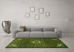 Machine Washable Medallion Green Traditional Area Rugs in a Living Room,, wshtr1650grn