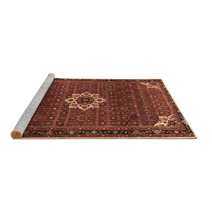 Sideview of Machine Washable Medallion Brown Traditional Rug, wshtr1650brn