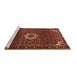 Sideview of Machine Washable Medallion Brown Traditional Rug, wshtr1650brn