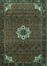 Machine Washable Medallion Turquoise Traditional Area Rugs, wshtr1650turq