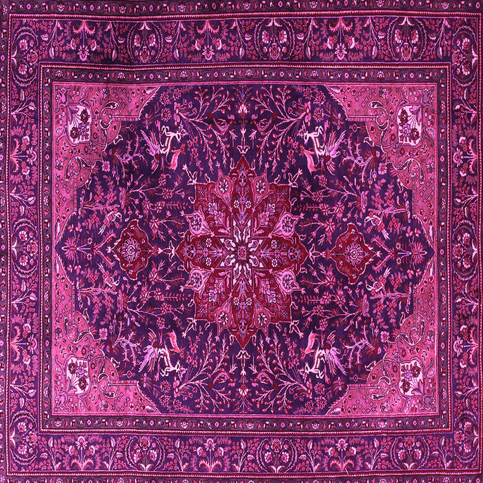 Square Machine Washable Medallion Pink Traditional Rug, wshtr1651pnk