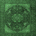 Square Medallion Emerald Green Traditional Rug, tr1651emgrn