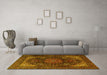 Machine Washable Medallion Yellow Traditional Rug in a Living Room, wshtr1651yw