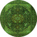 Square Medallion Green Traditional Rug, tr1651grn