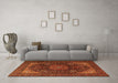 Machine Washable Medallion Orange Traditional Area Rugs in a Living Room, wshtr1651org