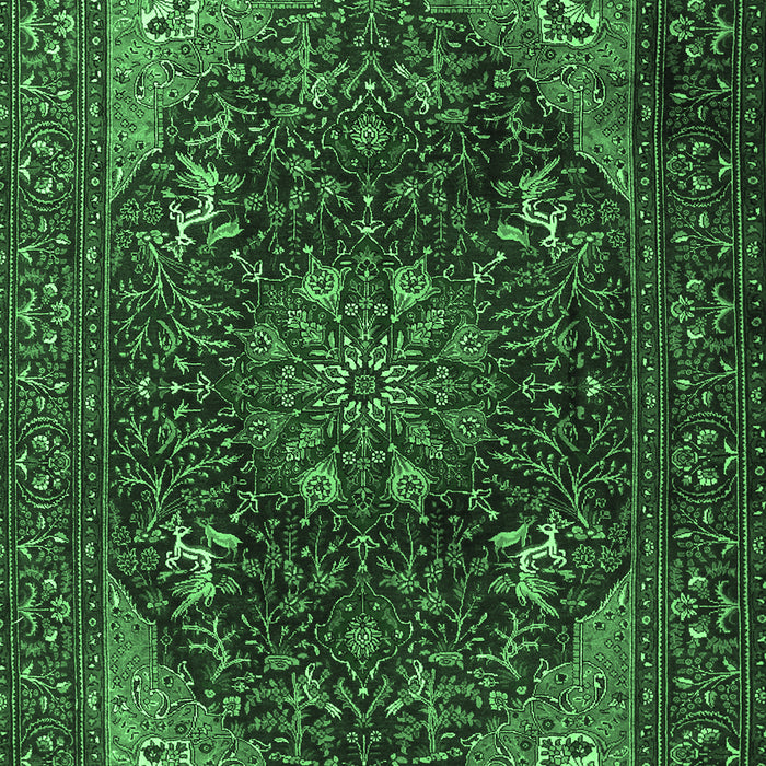 Medallion Emerald Green Traditional Rug, tr1651emgrn
