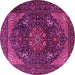 Round Medallion Pink Traditional Rug, tr1651pnk