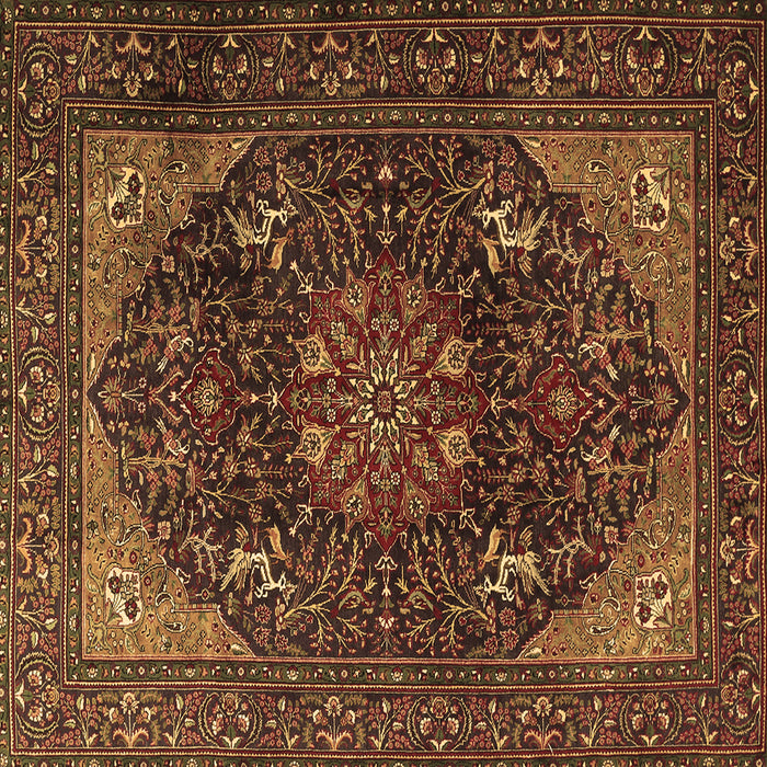 Square Medallion Brown Traditional Rug, tr1651brn