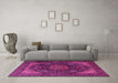 Machine Washable Medallion Pink Traditional Rug in a Living Room, wshtr1651pnk