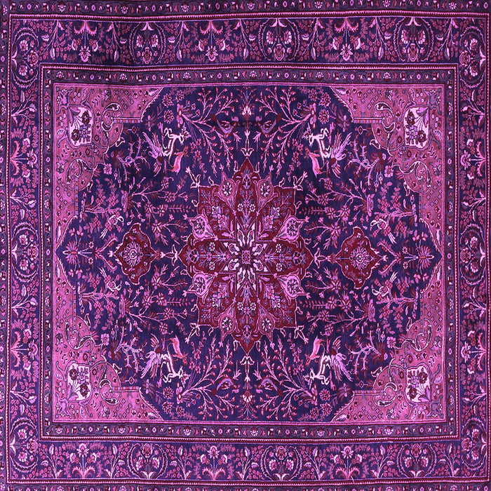 Square Machine Washable Medallion Purple Traditional Area Rugs, wshtr1651pur