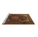 Sideview of Machine Washable Medallion Brown Traditional Rug, wshtr1651brn