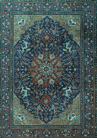 Medallion Light Blue Traditional Rug, tr1651lblu