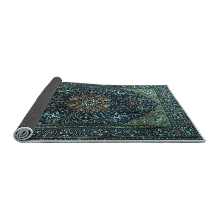 Sideview of Medallion Light Blue Traditional Rug, tr1651lblu