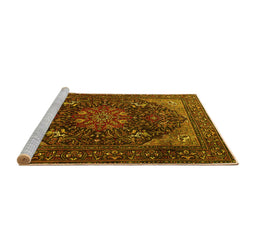 Sideview of Machine Washable Medallion Yellow Traditional Rug, wshtr1651yw