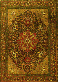 Medallion Yellow Traditional Rug, tr1651yw