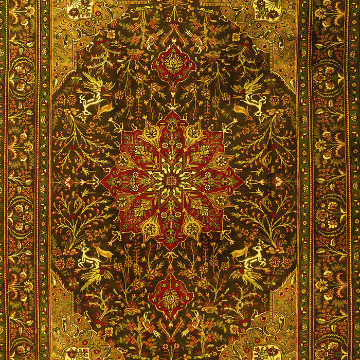 Medallion Yellow Traditional Rug, tr1651yw