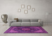 Machine Washable Medallion Purple Traditional Area Rugs in a Living Room, wshtr1651pur