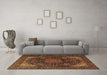 Machine Washable Medallion Brown Traditional Rug in a Living Room,, wshtr1651brn