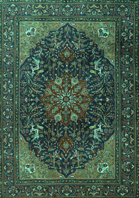 Medallion Turquoise Traditional Rug, tr1651turq