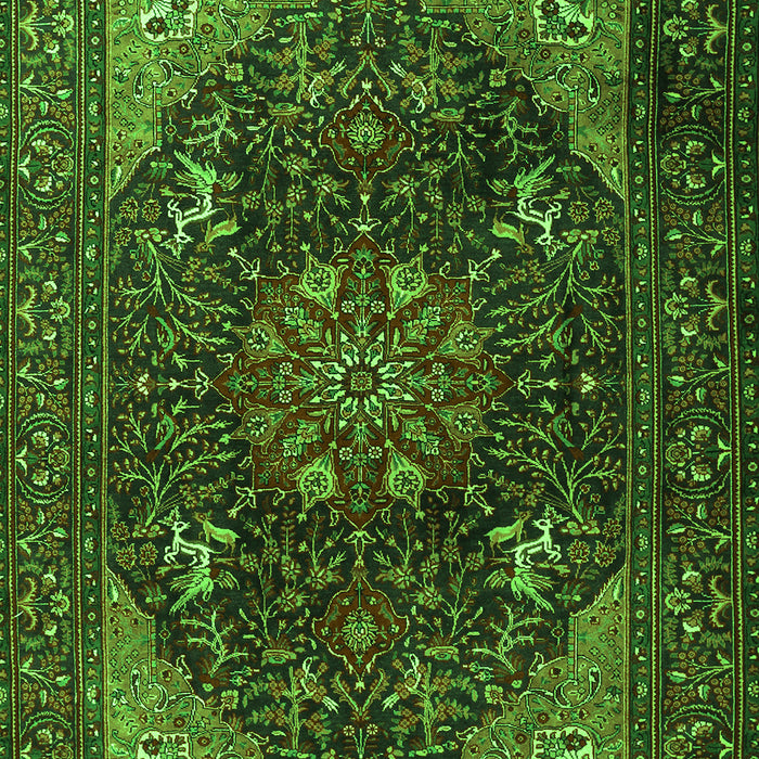 Serging Thickness of Machine Washable Medallion Green Traditional Area Rugs, wshtr1651grn