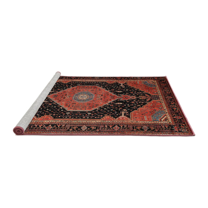 Sideview of Machine Washable Traditional Rust Pink Rug, wshtr1652