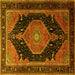 Square Medallion Yellow Traditional Rug, tr1652yw