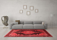 Machine Washable Medallion Red Traditional Rug, wshtr1652red