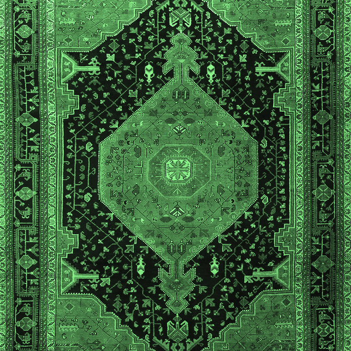 Machine Washable Medallion Emerald Green Traditional Area Rugs, wshtr1652emgrn