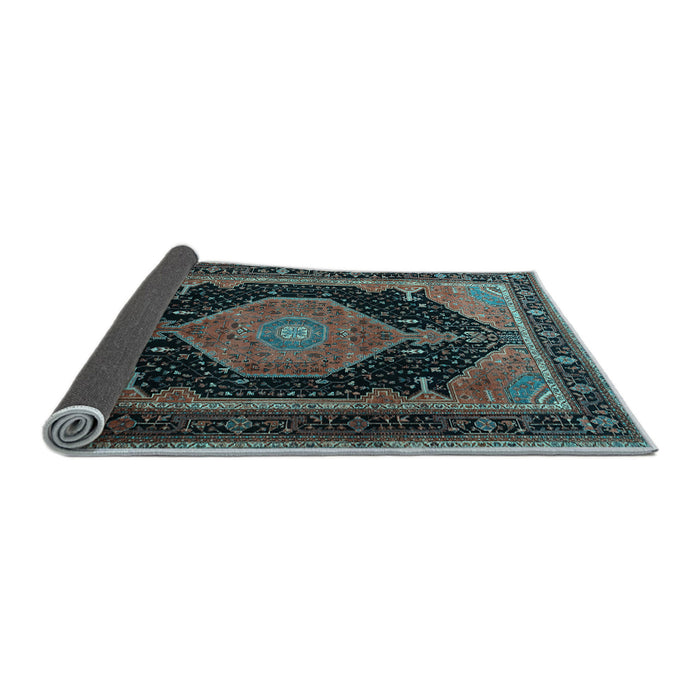 Sideview of Medallion Light Blue Traditional Rug, tr1652lblu