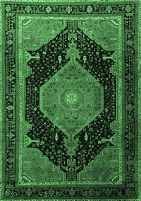 Medallion Emerald Green Traditional Rug, tr1652emgrn