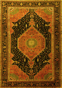 Medallion Yellow Traditional Rug, tr1652yw