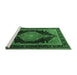 Sideview of Machine Washable Medallion Emerald Green Traditional Area Rugs, wshtr1652emgrn