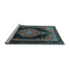 Sideview of Machine Washable Medallion Light Blue Traditional Rug, wshtr1652lblu