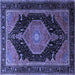 Square Medallion Blue Traditional Rug, tr1652blu