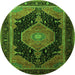 Square Medallion Green Traditional Rug, tr1652grn