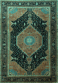 Medallion Turquoise Traditional Rug, tr1652turq